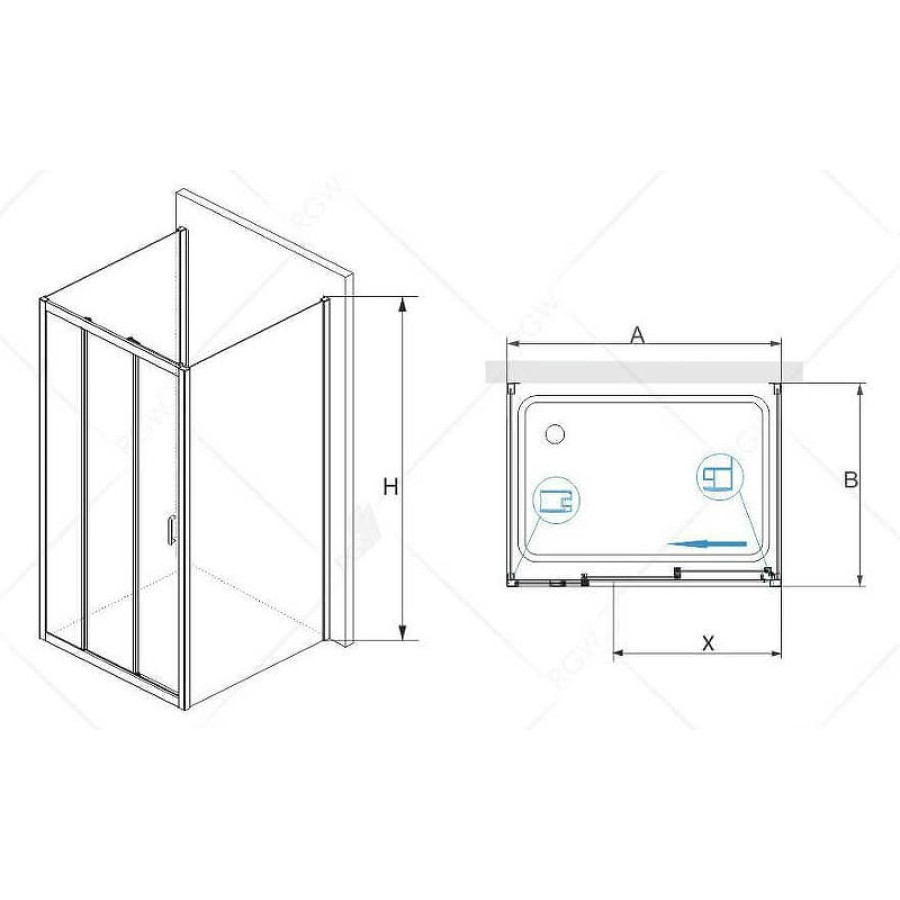 Душевой уголок RGW Passage PA-73-1 120х80 0608731128-011 профиль Хром стекло прозрачное