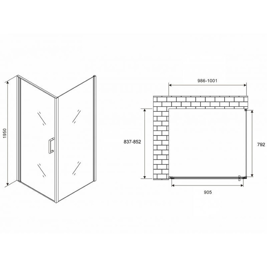 Душевой уголок Abber Sonnenstrand 100x85 AG04100-S85 профиль Хром стекло прозрачное