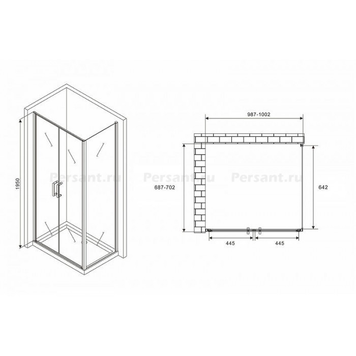 Душевой уголок Abber Sonnenstrand 100x70 AG04100BC-S70B профиль Черный стекло прозрачное
