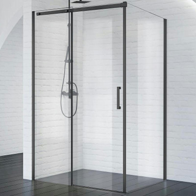 Душевой уголок BelBagno Acqua 150х90 ACQUA-AH-1-150/90-C-NERO профиль Черный стекло прозрачное