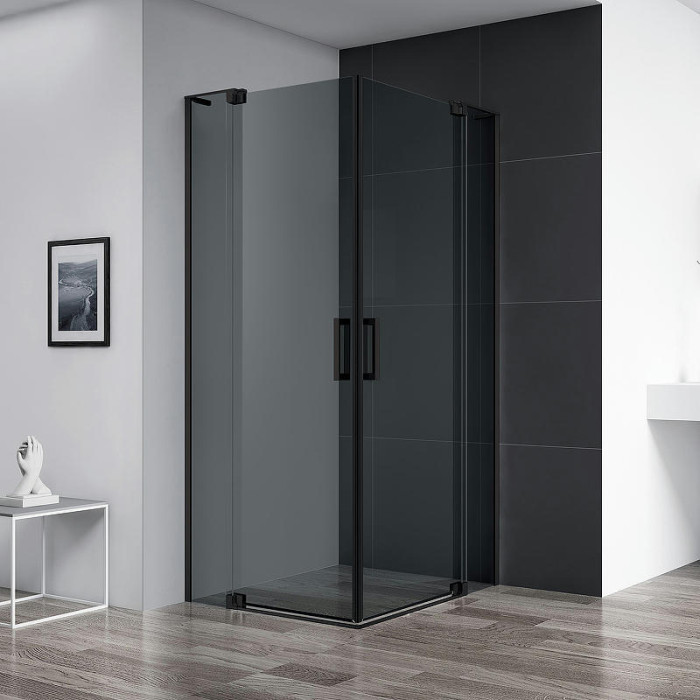 Душевой уголок Cezares Slider 75x75 SLIDER-A-2-70/80-GRIGIO-NERO профиль черный стекло серое