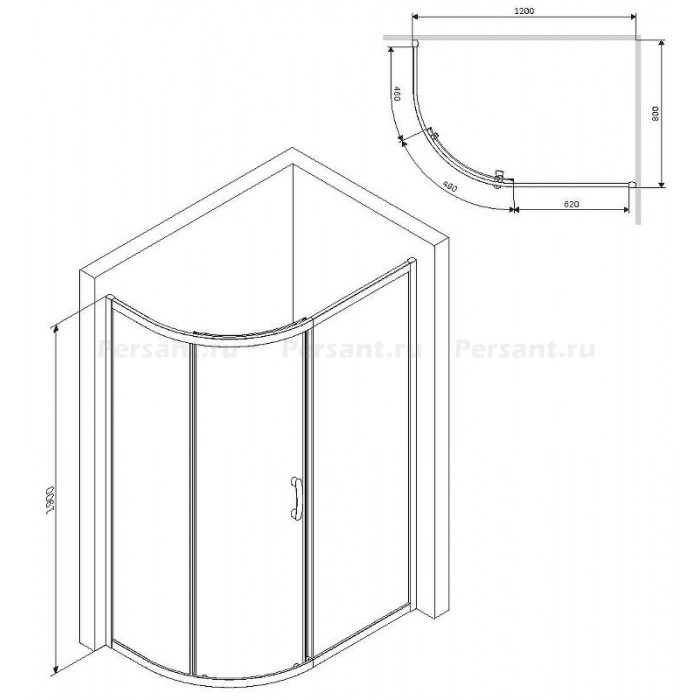 Душевой уголок AM.PM Like Solo Slide 120х80 W83G-302U120CG64 профиль Хром матовый стекло тонированное