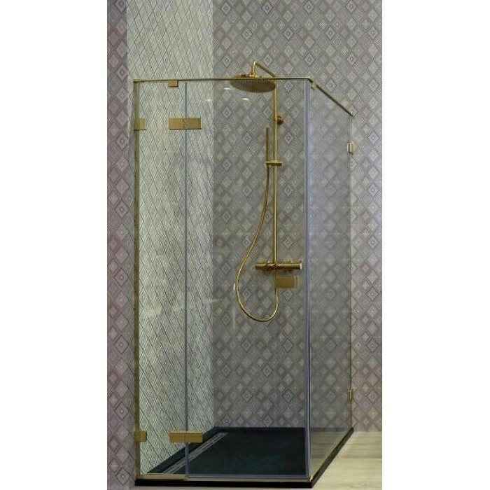 Душевой уголок Cezares Bellagio 100x80 BELLAGIO-AH-1-100/80-C-BORO золото брашированное стекло прозрачное