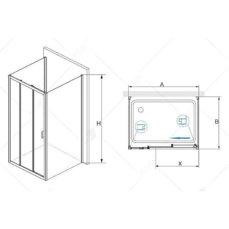Душевой уголок RGW Passage PA-73-1 100х90 0608731109-011 профиль Хром стекло прозрачное