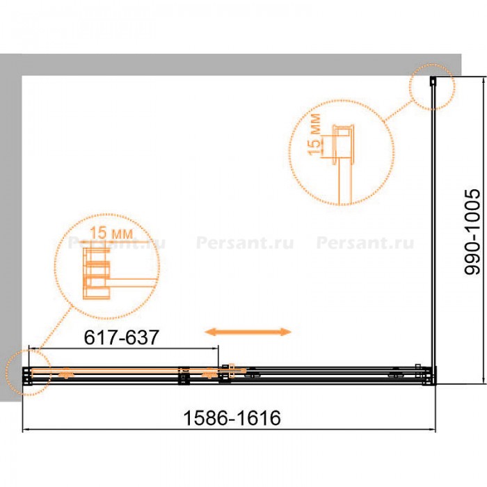 Душевой уголок Cezares Duet 160x100 DUET SOFT-M-AH-1-160/100-C-Cr профиль хром стекло прозрачное