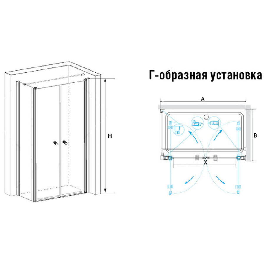 Душевой уголок RGW Passage PA-36B 70x80 04084878-011 профиль Хром стекло прозрачное