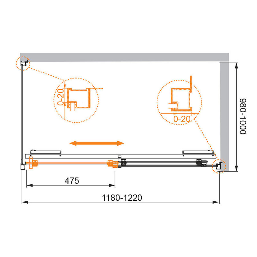 Душевой уголок Cezares Lux Soft 120x100 LUX-SOFT-W-AH-1-120/100-C-Cr-IV профиль Хром стекло прозрачное