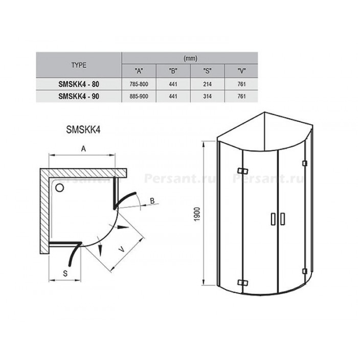 Душевой уголок Ravak Smartline SMSKK4-80 80x80 3S244A00Y1 профиль Хром стекло Transparent