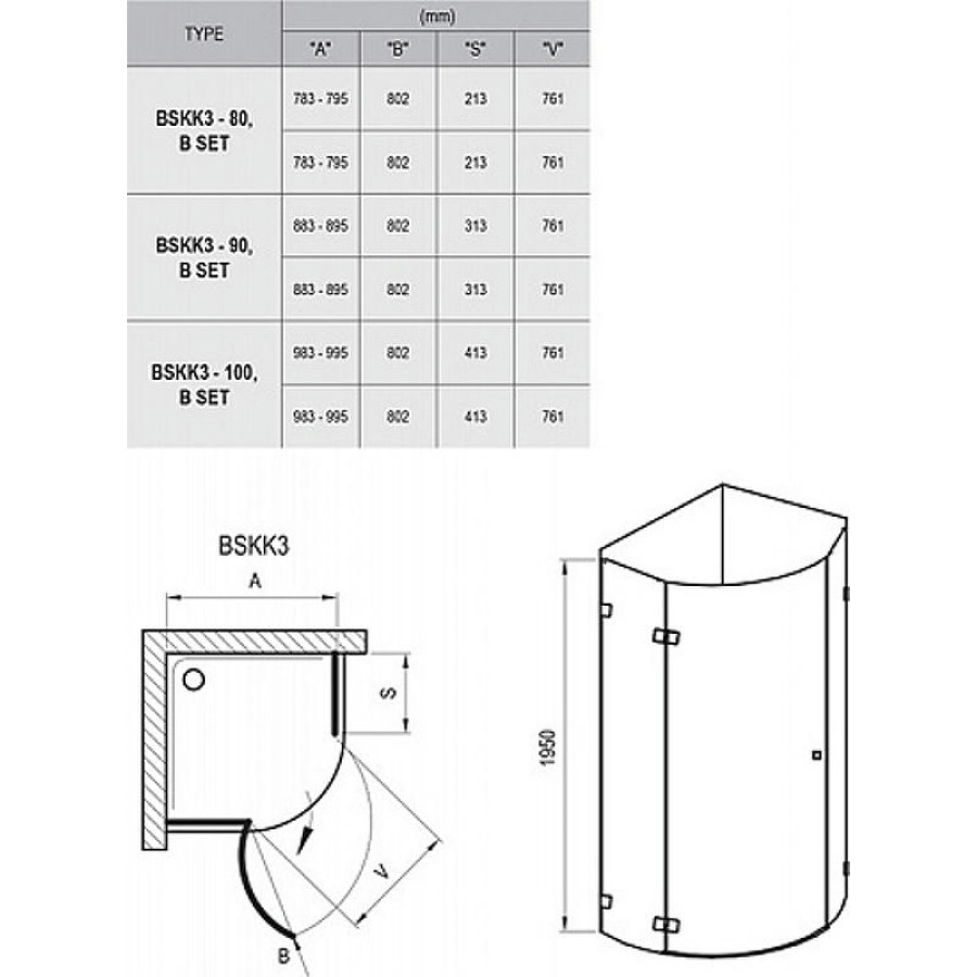 Душевой уголок Ravak Brilliant BSKK3-80 80х80 R 3UP44A00Y1 профиль Хром стекло Transparent