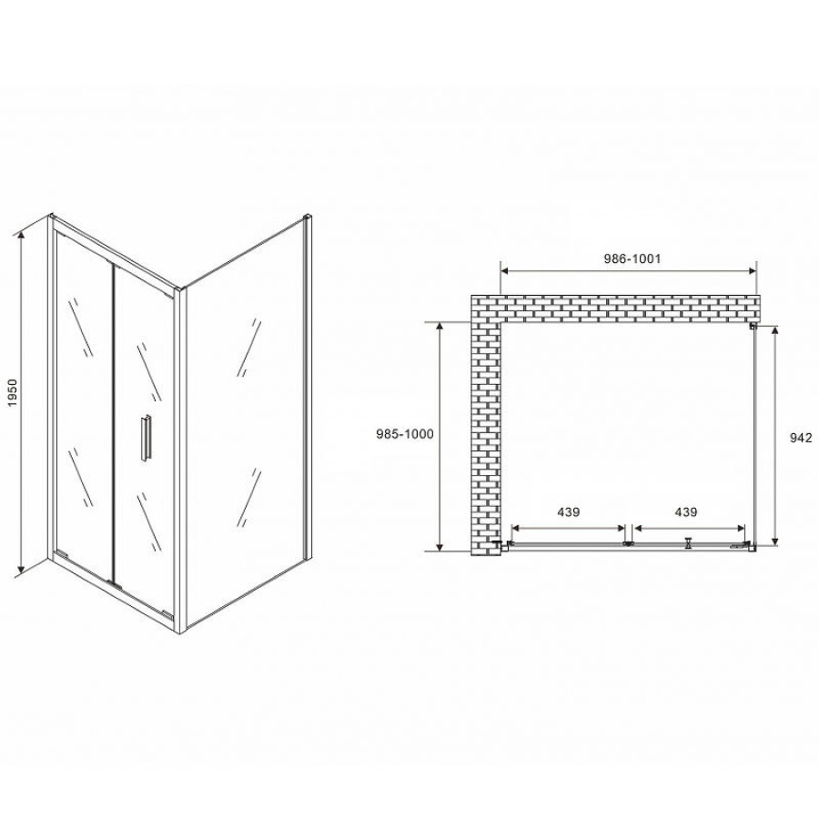 Душевой уголок Abber Sonnenstrand 100х100 AG07100B-S100B профиль Черный стекло прозрачное