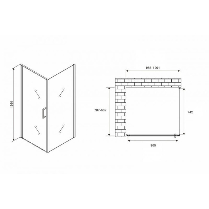 Душевой уголок Abber Sonnenstrand 100x80 AG04100B-S80B профиль Черный стекло прозрачное