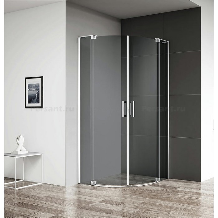 Душевой уголок Cezares Slider 95x95 SLIDER-R-2-90/100-GRIGIO-Cr профиль хром стекло серое