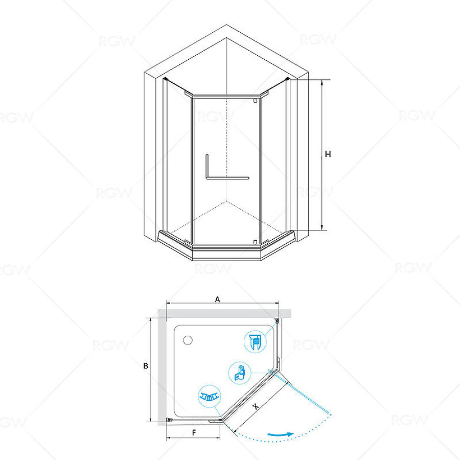 Душевой уголок RGW Passage PA-081 80х80 35088188-11 профиль Хром стекло прозрачное