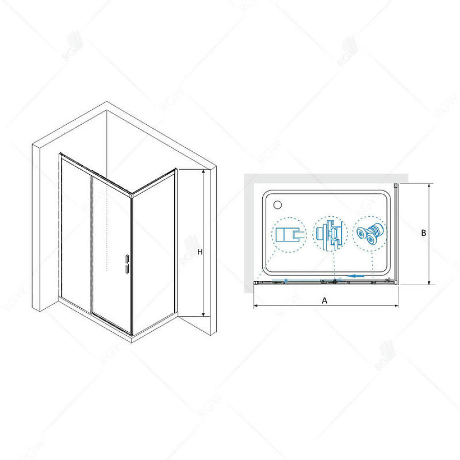 Душевой уголок RGW Leipzig LE-41B 100х90 34124190-014 профиль Черный стекло прозрачное