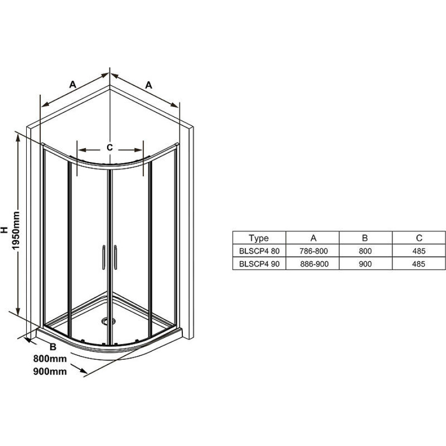 Душевой уголок Ravak Blix BLSCP4-80 80х80 X3BM40300Z1 профиль Черный стекло Transparent