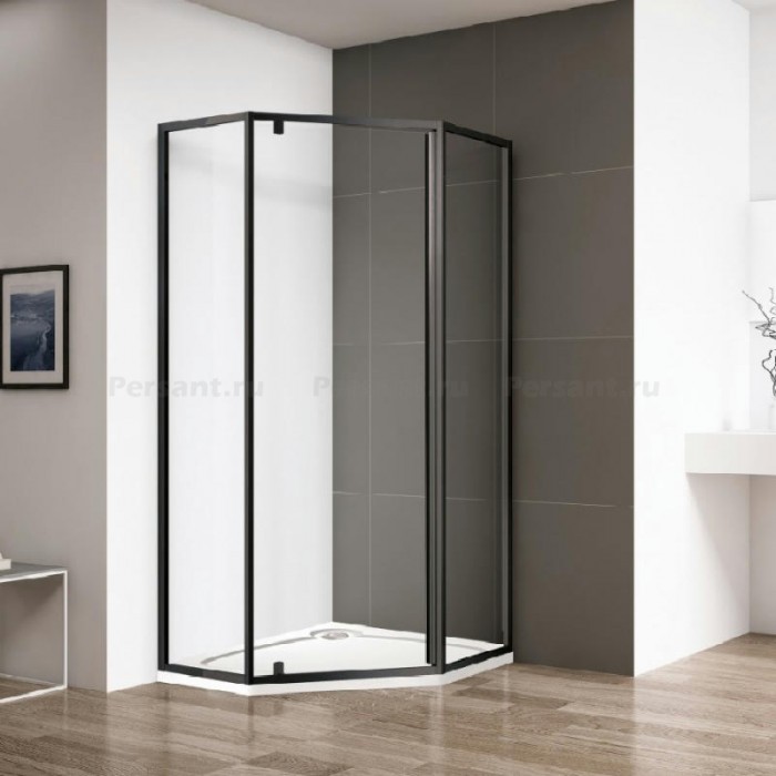 Душевой уголок Cezares Eco 90х90 ECO-O-P-1-90-C-NERO профиль черный стекло прозрачное