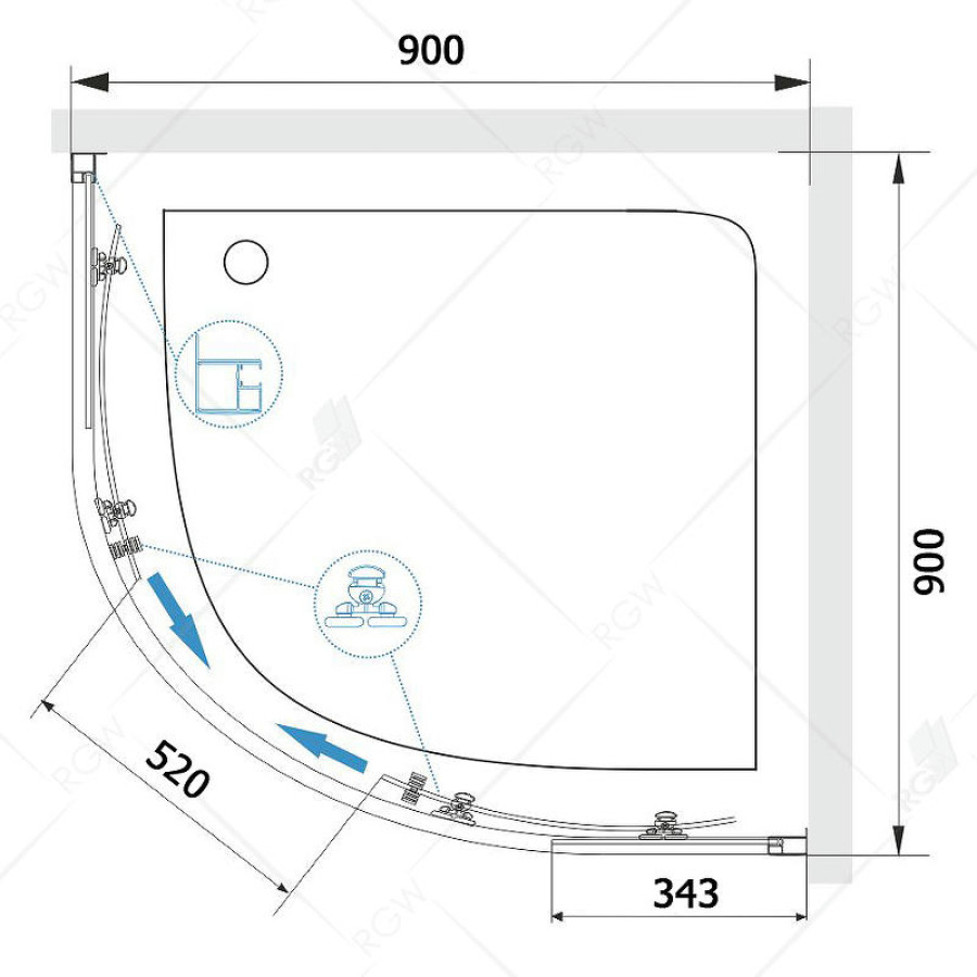 Душевой уголок RGW Classic CL-54 90х90 32095499-11 профиль Хром стекло прозрачное