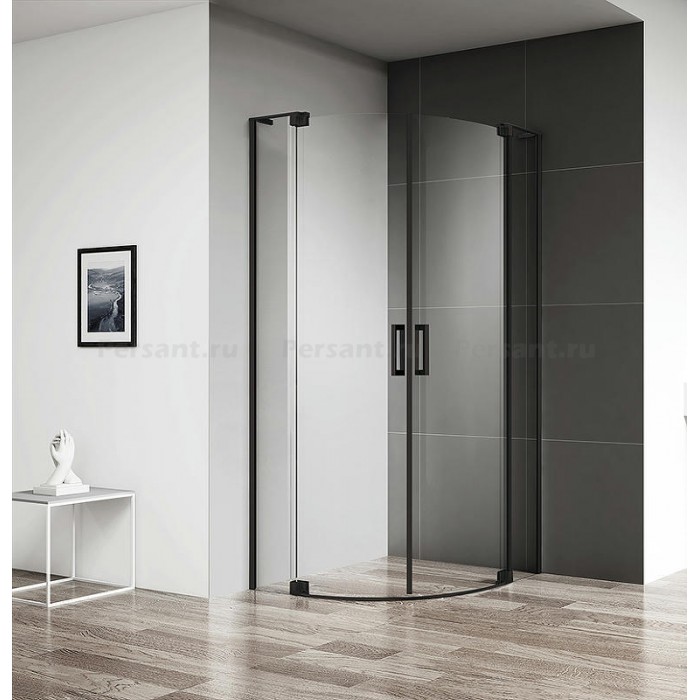 Душевой уголок Cezares Slider 85x85 SLIDER-R-2-80/90-C-NERO профиль черный стекло прозрачное