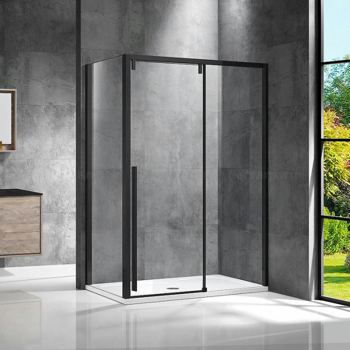 Душевой уголок Vincea Lugano 120х100 VSR-1L1012CLB-1 профиль черный, стекло прозрачное