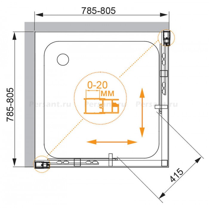 Душевой уголок Cezares Momento 80x80 MOMENTO-A-2-80-C-Cr профиль хром стекло прозрачное