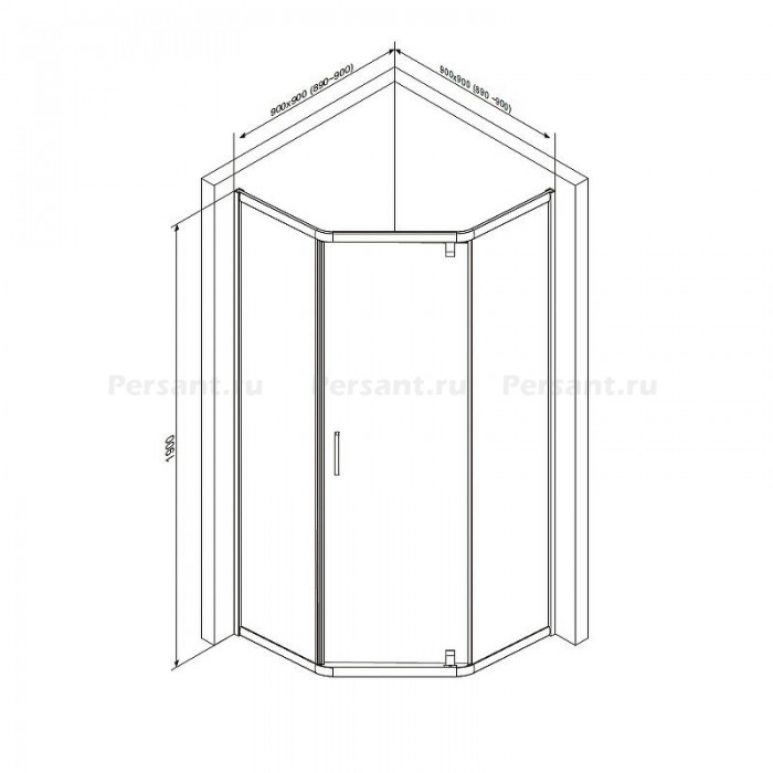 Душевой уголок AM.PM Gem 90x90 W90G-405-090MT профиль Хром матовый стекло прозрачное