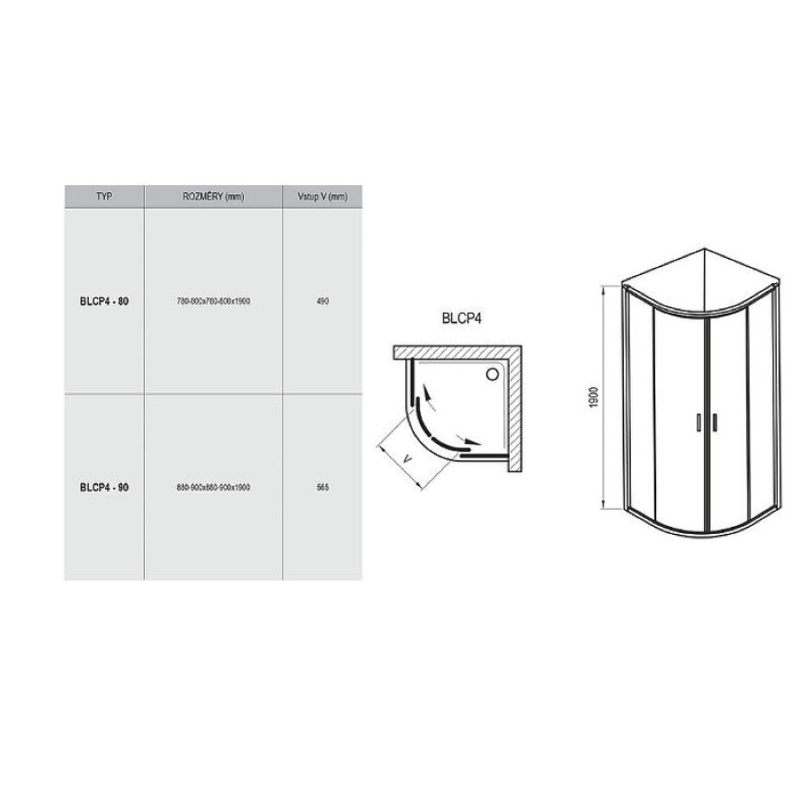 Душевой уголок Ravak Blix BLCP4-80 80x80 3B240C00Z1 профиль Хром стекло Transparent