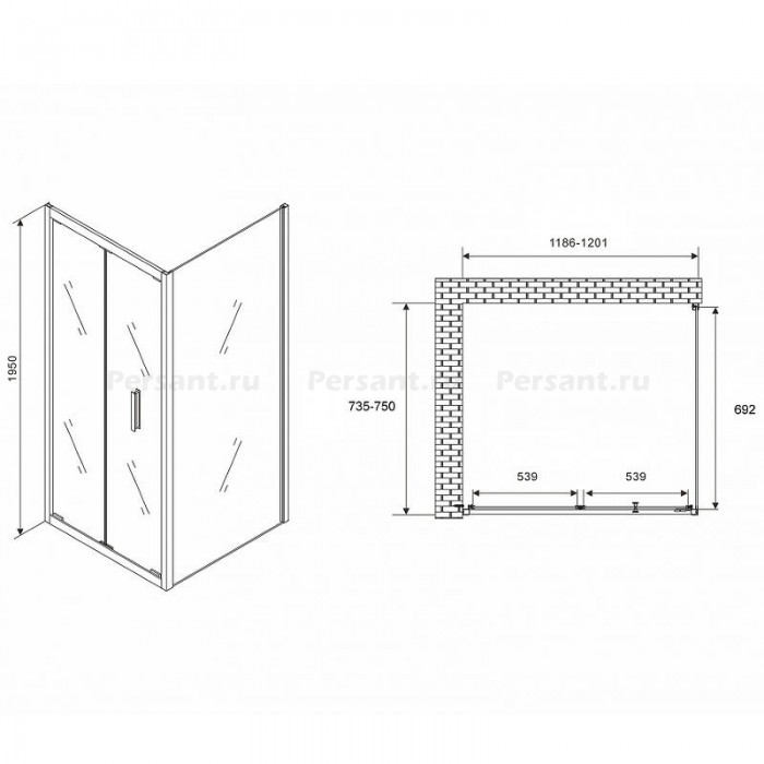 Душевой уголок Abber Sonnenstrand 120х75 AG07120-S75 профиль Хром стекло прозрачное