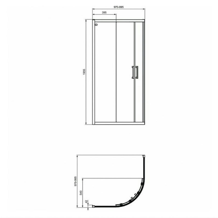 Душевой уголок Ideal Standard Connect 2 100х100 K9252V3 профиль Черный стекло прозрачное