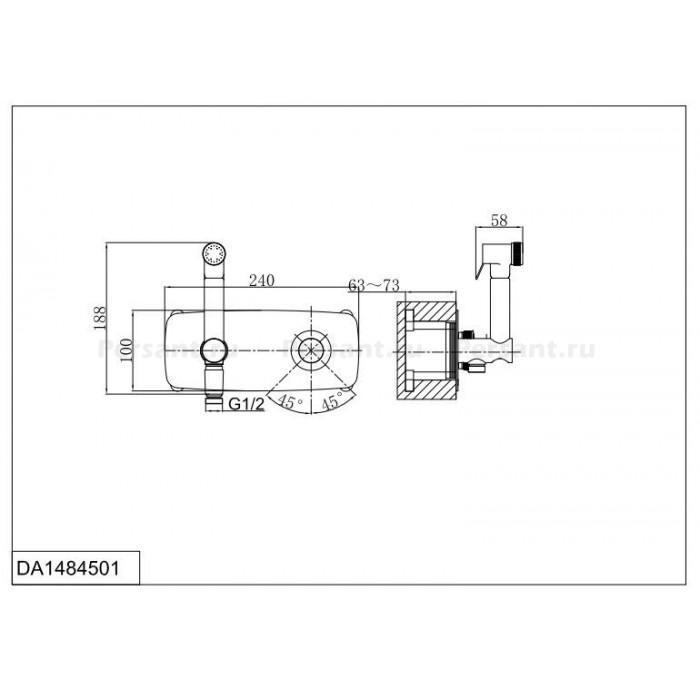 Гигиенический душ со смесителем D&K Bayern.Alfeld DA1484501 хром