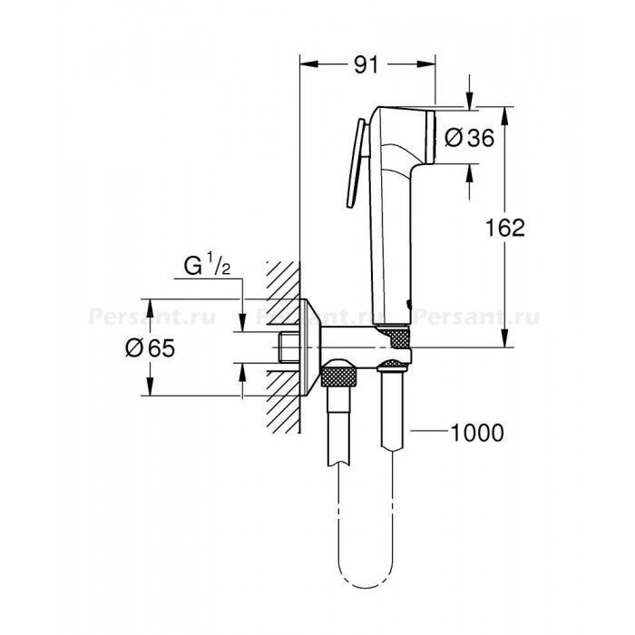 Гигиенический душ без смесителя Grohe tempesta-f trigger spray 30 26358000, с клапаном aquastop