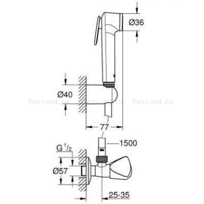 Гигиенический душ без смесителя Grohe Tempesta-F 26357000 хром