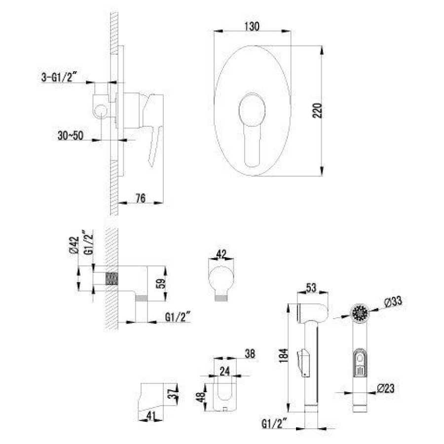 Смеситель Lemark Atlantiss LM3219C с гигиеническим душем встраиваемый