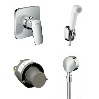 Комплект смесителей с гигиеническим душем Hansgrohe Logis 71604000+13620180+27454000+32127000