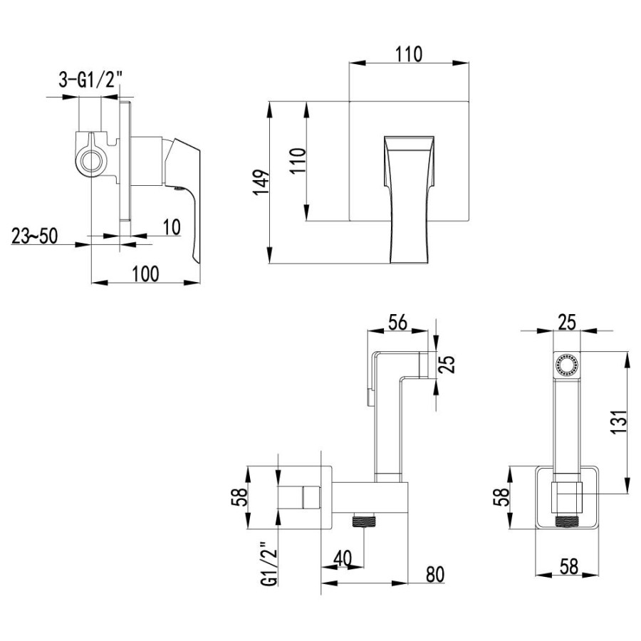 Смеситель Lemark Unit LM4519C с гигиеническим душем встраиваемый