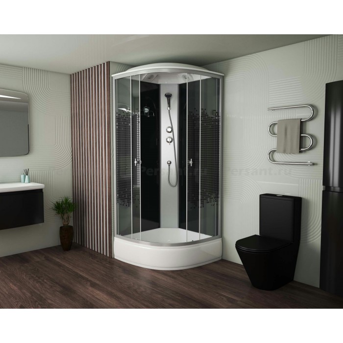 Душевая кабина Niagara Eco NG-3504-14BLACK (90х90х215) средний поддон, стекло мозаика