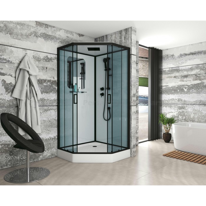 Душевая кабина Niagara Premium NG-6902-01D BLACK (100х100х220) низкий поддон, стекло тонированное