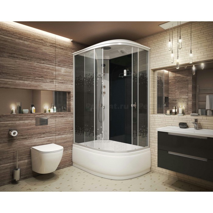 Душевая кабина Niagara Eco NG-7510-14L BLACK (120х80х215) высокий поддон, стекло мозаика