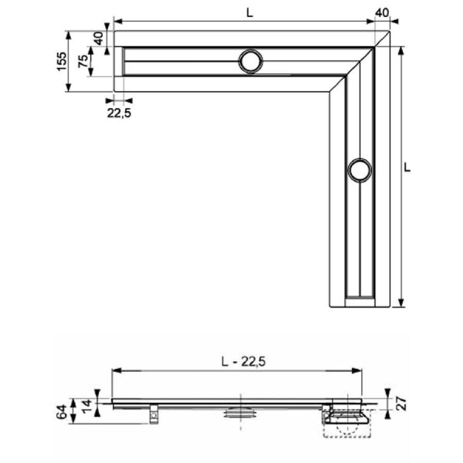 Решетка под плитку Tece TECEdrainline Plate 611070 100х100 угловая, нержавеющая сталь