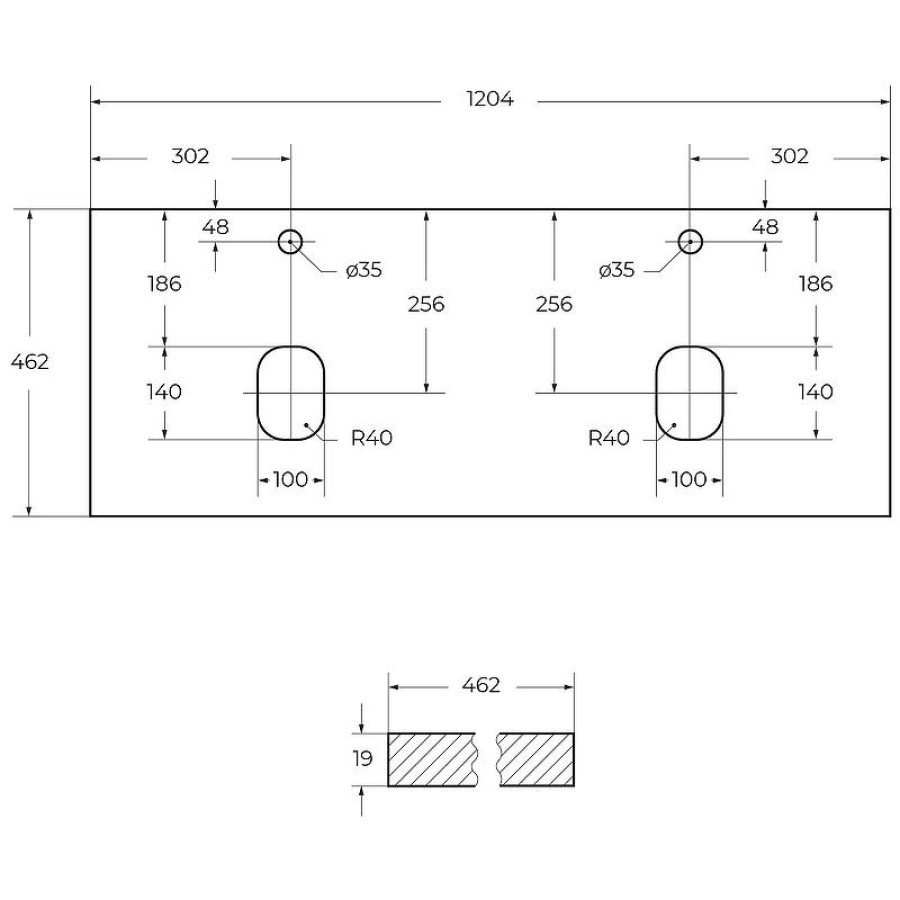 Столешница под раковину BelBagno 120 EK-120-2-BO Bianco Opaco