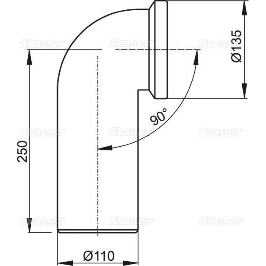 Колено для унитаза Alcadrain A90-90 °