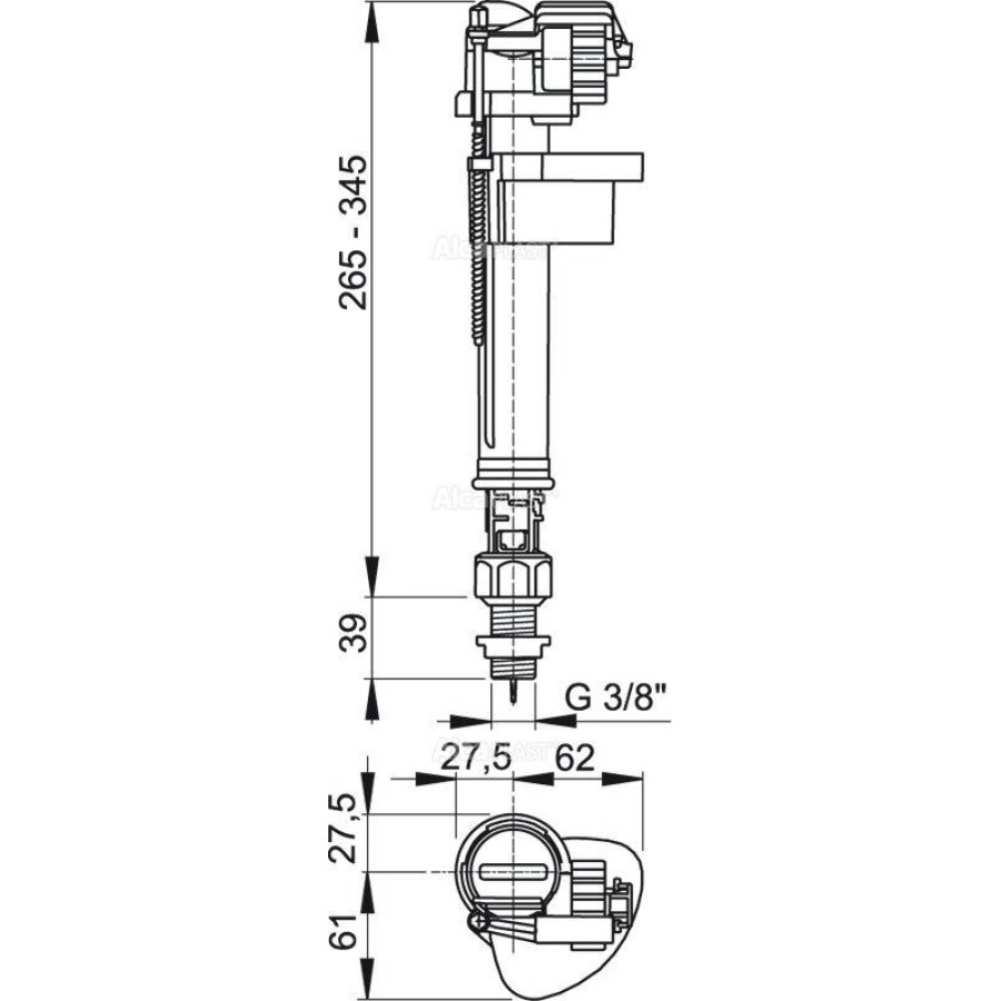 Впускной механизм Alcadrain A18 3/8 с нижней подводкой