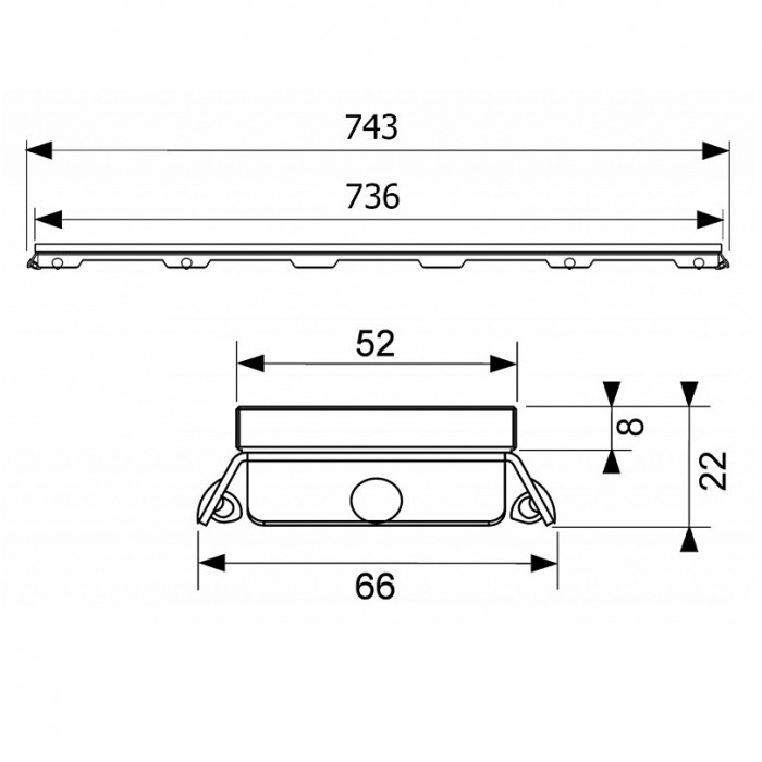 Решетка Tece TECEdrainline 600890 80 стекло зеленое