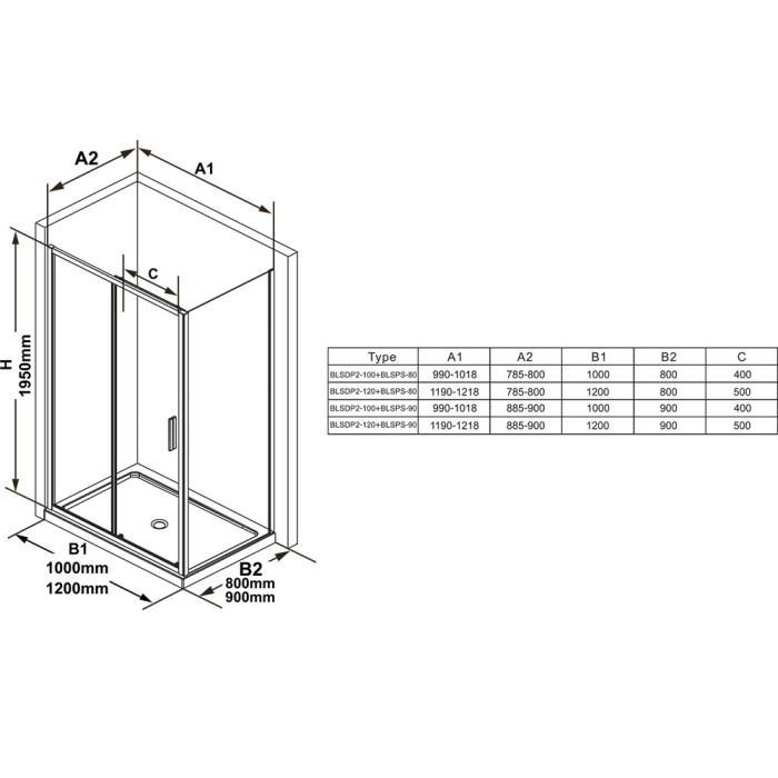 Боковая стенка Ravak Blix Slim BLSPS-90 X9BM70300Z1 Transparent, черный