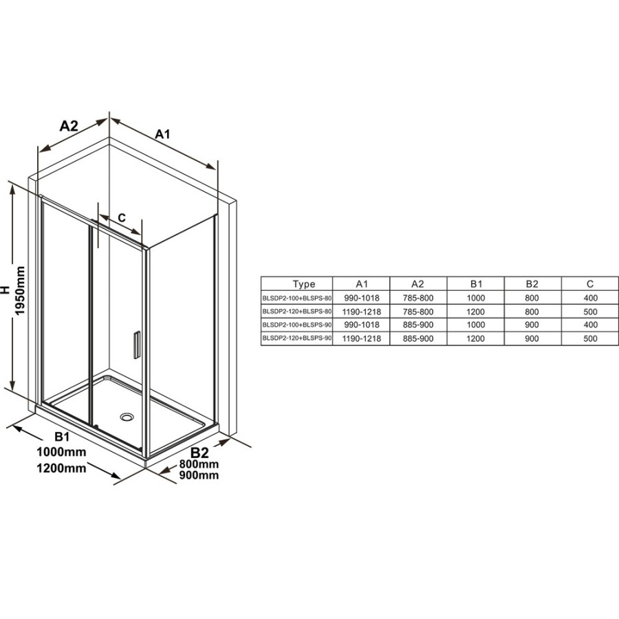 Боковая стенка Ravak Blix Slim BLSPS-90 X9BM70300Z1 Transparent, черный