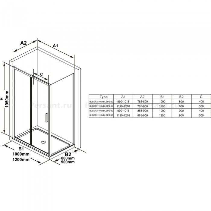 Боковая стенка Ravak Blix Slim BLSPS-80 X9BM40300Z1 Transparent, черный
