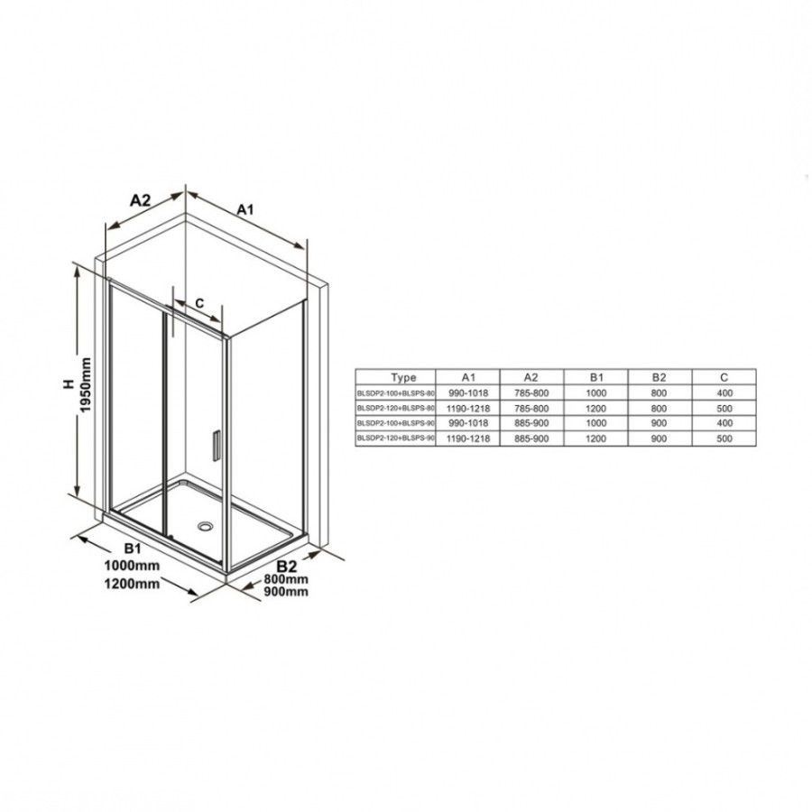 Боковая стенка Ravak Blix Slim BLSPS-80 X9BM40C00Z1 Transparent, хром