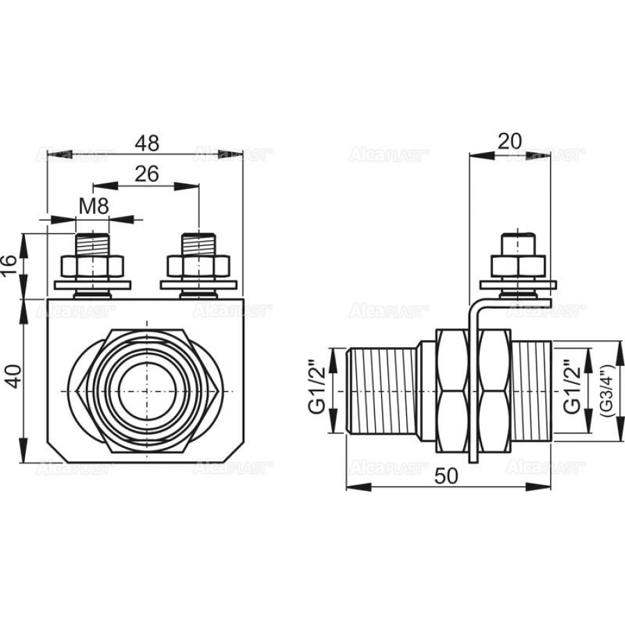 Консоль для подключения воды AlcaPlast P103