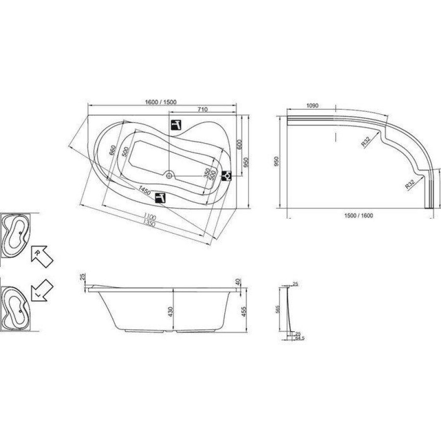 Передняя панель A для ванны Ravak ROSA 95 L 160 см белая CZ57100A00