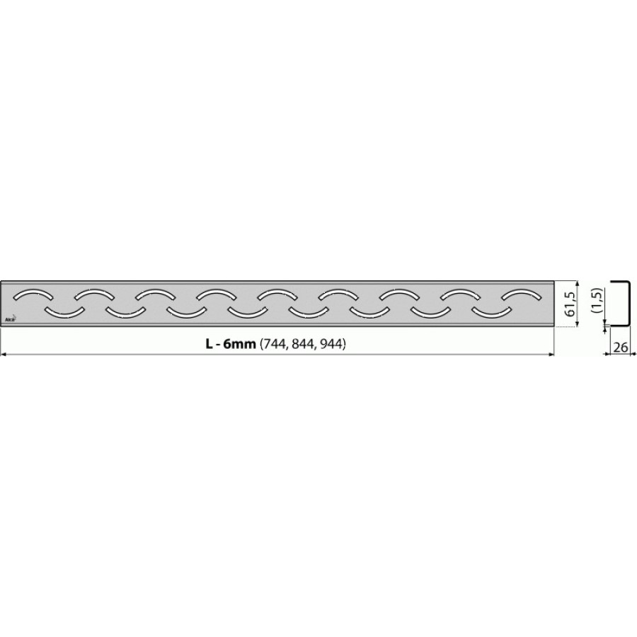 Решетка AlcaPlast SMILE-750M нержавеющая сталь матовая