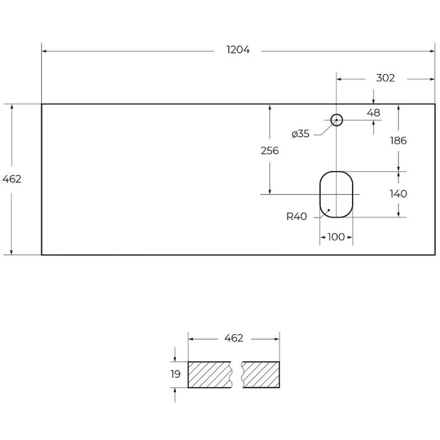 Столешница под раковину BelBagno 120 EK-120-AS-BO-R Bianco Opaco